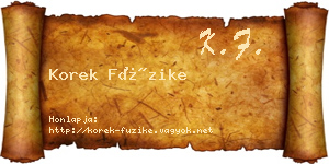 Korek Füzike névjegykártya